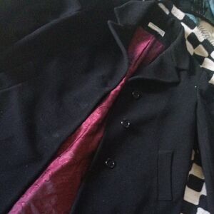 Black Wool Trench Coat with Silk Lining Men's